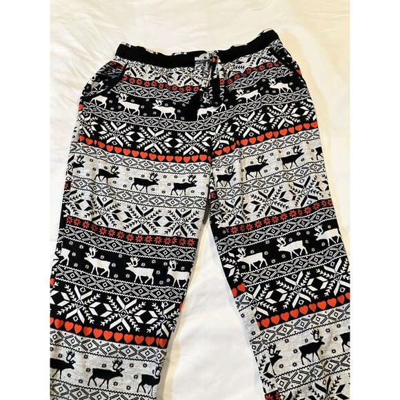 NO BOUNDARIES Reindeer Fairisle Black Ankle Leggings Sz Medium M(7-9) - Picture 1 of 4